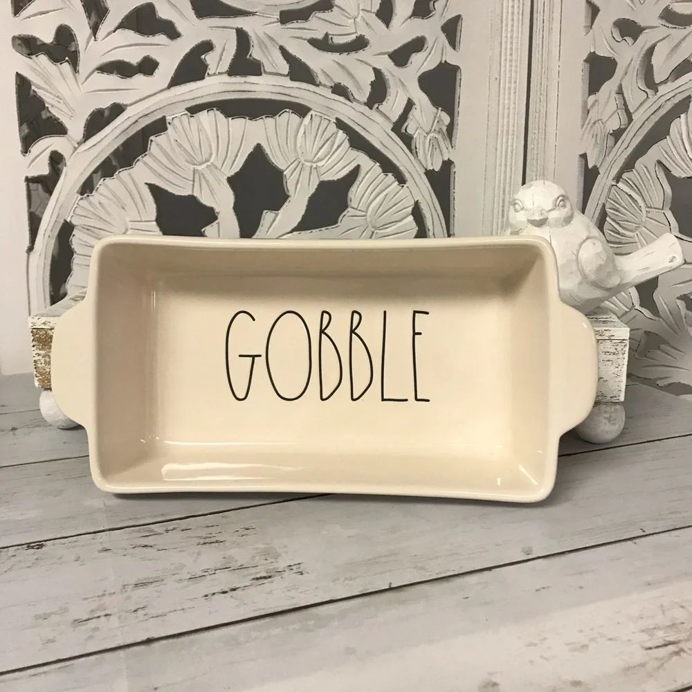 Rae Dunn Ceramic Bread Pan Baking Dish “Gobble”, Fall Kitchen, Thanksgiving
